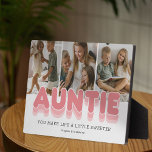 Plaque Photo Collage photo de la jeune cool<br><div class="desc">Plaque photo de tante moderne avec 3 photos à remplacer par la vôtre,  le titre "tante",  un dicton personnalisé qui dit "tu fais la vie un peu plus douce",  et les noms des enfants.</div>