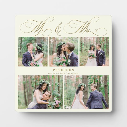Plaque Photo Collage photo de mariage personnalisé M. et Mme (Devant)