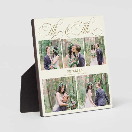 Plaque Photo Collage photo de mariage personnalisé M. et Mme (Recto)
