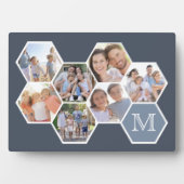 Plaque Photo Collage photo de monogramme de famille | Hexagons  (Devant)