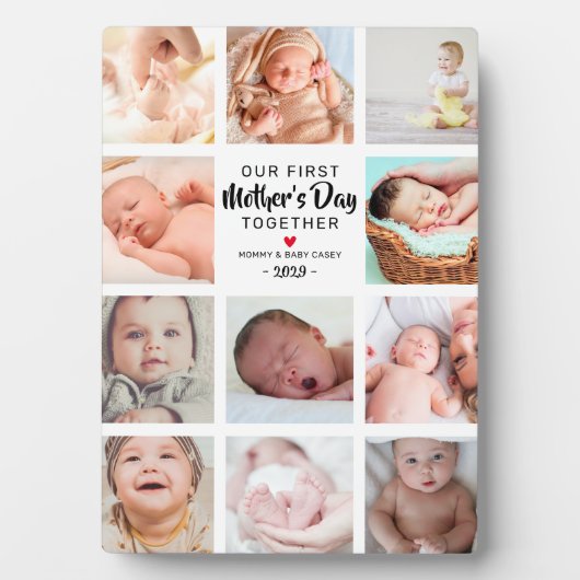 Plaque Photo Collage photo de notre première fête des mères (Devant)