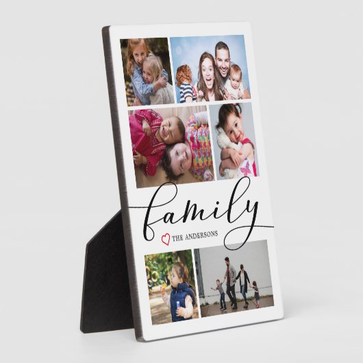 Plaque Photo Collage photo de script de calligraphie familiale (Côté)