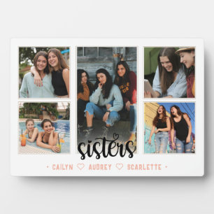 Plaque Photo Collage photo de Soeurs avec 5 photos et texte per