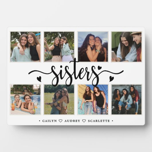 Plaque Photo Collage photo de Soeurs avec 8 photos et texte per (Devant)