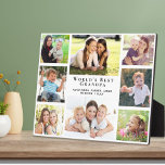 Plaque Photo Collage photo du meilleur grand-père du monde<br><div class="desc">Donnez au meilleur grand-père du monde une plaque de collage multi-photo personnalisée qu'il chérira et appréciera pendant des années. Vous pouvez personnaliser avec huit photos de petits-enfants, d'enfants, d'autres membres de la famille, des animaux domestiques, etc, personnaliser l'expression "Meilleur grand-père du monde" et comment il est adressé (Grand-père, Papa, Poppop,...</div>