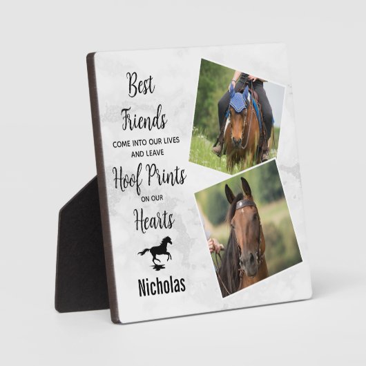 Plaque Photo Collage photo équestre personnalisé sur marbre Mém (Recto)