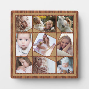Plaque Photo Collage photo famille 9 Instagram Pics Wood Burlap