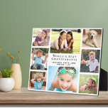 Plaque Photo Collage photo grand-parents<br><div class="desc">Donnez aux meilleurs grands-parents du monde une élégante plaque de collage photo personnalisée qu'ils chériront et apprécieront pendant des années avec un collage photo de 8 de leurs petits-enfants,  "Les meilleurs grands-parents du monde" et les noms de leurs petits-enfants.</div>