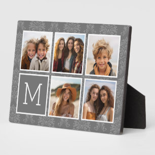 Plaque Photo Collage photo gris 5 avec monogramme de texte