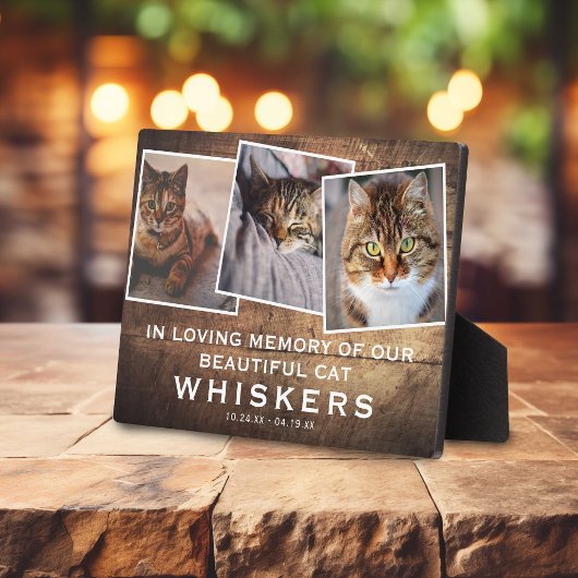Plaque Photo Collage photo moderne mémorial rustique pour chat/