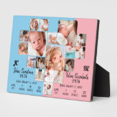Plaque Photo Collage photo monogrammé de statistiques de bébés  (Côté)