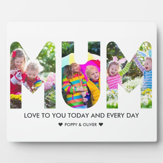 Plaque Photo Collage photo MUM 3 Lettre découpée Personnalisée (Devant)