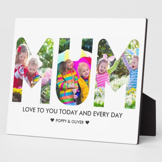 Plaque Photo Collage photo MUM 3 Lettre découpée Personnalisée (Côté)