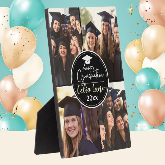 Plaque Photo Collage photo noir et blanc Happy Graduation