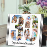 Plaque Photo Collage photo Numéro personnalisé 30 Anniversaire<br><div class="desc">30th Birthday Plaque - personnalisée avec un collage photo de vos photos préférées et texte personnalisé. Le modèle photo est configuré pour vous permettre d'ajouter vos photos, qui seront affichées sous la forme d'un nombre 30. On peut aussi customiser le libellé actuel, qui dit "Félicitations [nom] !". Parcourez mon magasin...</div>