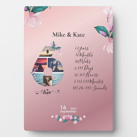 Plaque Photo Collage photo personnalisé 4 8e anniversaire pour  (Devant)