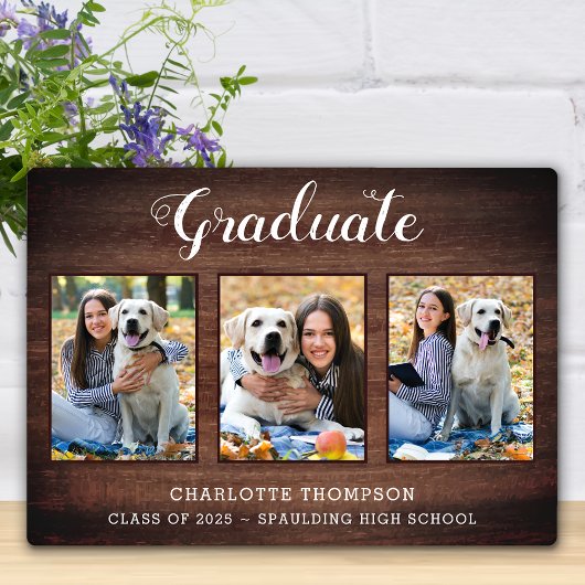 Plaque Photo Collage photo personnalisé de Rustic Graduate