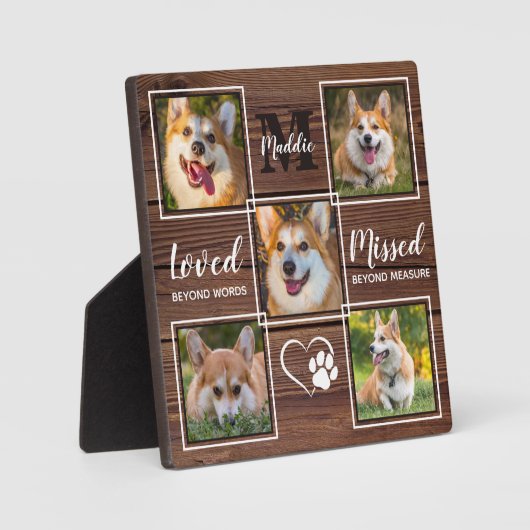 Plaque Photo Collage photo personnalisé en mémoire d'un chien r (Recto)