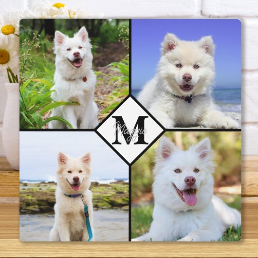 Plaque Photo Collage Photo Personnalisé Monogramme Chien de Com