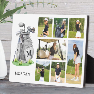 Plaque Photo Collage Photo Personnalisé Monogramme de Golf