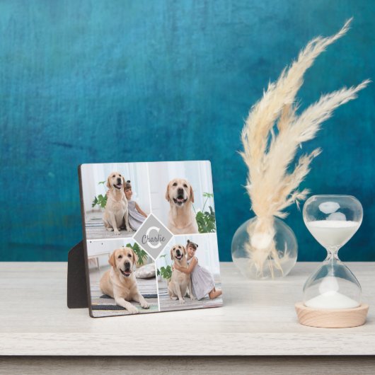 Plaque Photo Collage Photo Personnalisé Monogramme Nom Chien (Insitu)