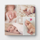 Plaque Photo Collage photo simple à 4 photos avec monogramme en (Devant)