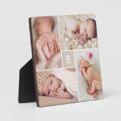 Plaque Photo Collage simple de 4 photos avec monogramme en gril (Recto)