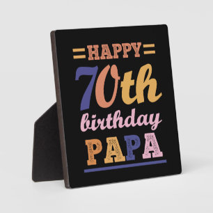 Plaque Photo Colorful Happy 70th Birthday Papa Dit Citation