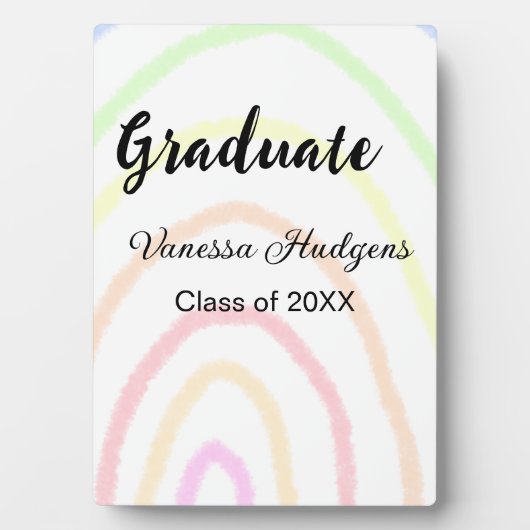 Plaque Photo Colorful rainbow Boho graduation ajouter nom année (Devant)
