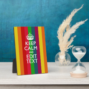Plaque Photo Colorful Rainbow Keep Calm And Your Text Customize