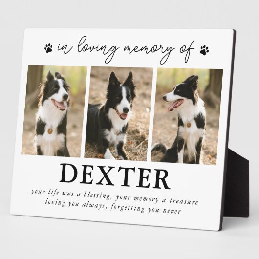 Plaque photo commémorative moderne de perte d'anim (Côté)