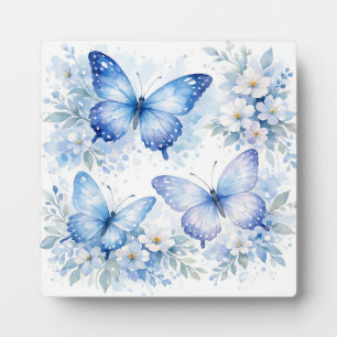 Plaque Photo Composition florale Papillon Bleu