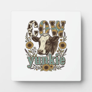Plaque Photo Conception de ferme de tournesol Yunkie vache vint