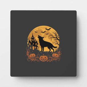 Plaque Photo Conception de lune de Halloween de berger allemand
