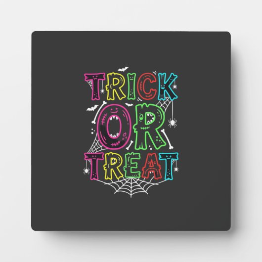 Plaque Photo Conception de toile d'araignée Halloween Trick or (Devant)