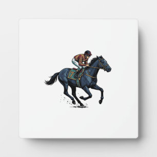 Plaque Photo Conception de vecteur de jockey de course de cheva