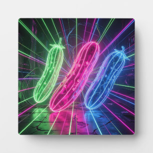 Plaque Photo Concombres Néon Cyberpunk Lumineux