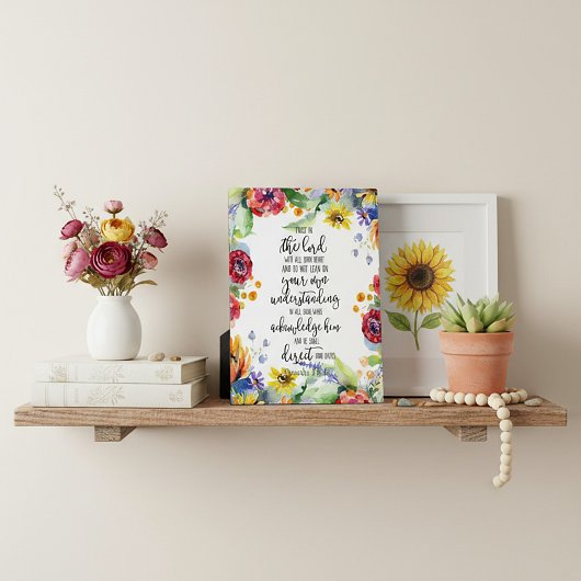 Plaque Photo Confiance dans le Seigneur floral