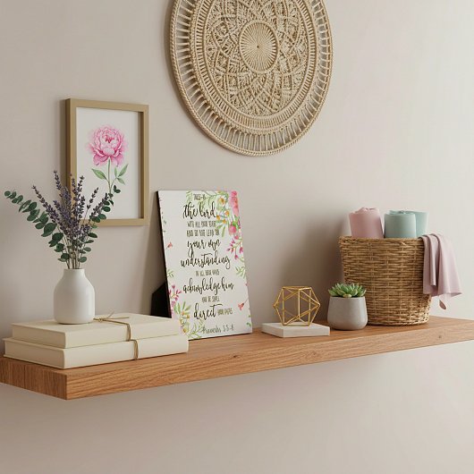 Plaque Photo Confiance dans le Seigneur floral