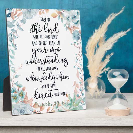 Plaque Photo Confiance dans le Seigneur floral (Côté)