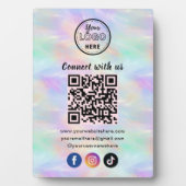 Plaque Photo Connectez-Vous Avec Nous Iridescente Opal Code QR  (Devant)