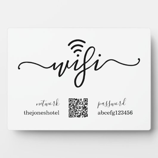 Plaque Photo Connexion du mot de passe Wifi avec code QR / code (Devant)