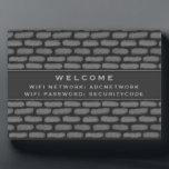 Plaque Photo Connexion du mot de passe Wifi | Brick gris foncé<br><div class="desc">Un mot de passe WiFi moderne vous permettra de partager vos informations réseau avec vos invités. Parfait pour Airbnb, location d'appartements, ou l'affichage des maisons de vacances. Décoré dans un style moderne en brique, dans une palette de couleurs gris neutre, il est conçu pour compléter une décoration moderne. Un élégant...</div>
