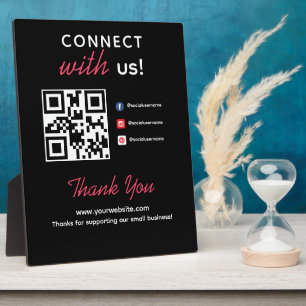 Plaque Photo Connexion simple avec nous Réseaux sociaux QR Entr