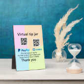 Plaque Photo Conseil virtuel jar q r code argent don PayPal ven (Côté)