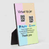 Plaque Photo Conseil virtuel jar q r code argent don PayPal ven (Côté)
