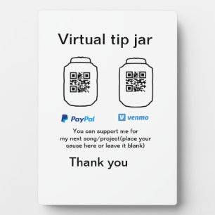 Plaque Photo Conseil virtuel jar q r code argent don PayPal ven