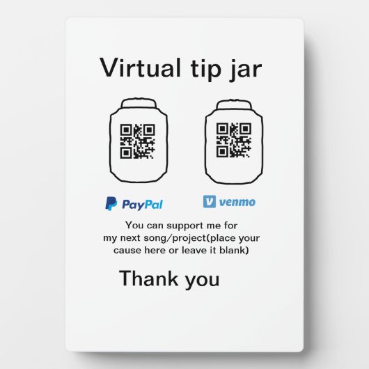 Plaque Photo Conseil virtuel jar q r code argent don PayPal ven (Devant)