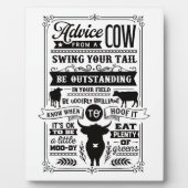 Plaque Photo Conseils de vache drôle art du mot (Devant)