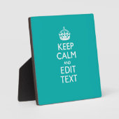 Plaque Photo Conserver Le Calme Et Votre Texte Accent Turquoise (Recto)